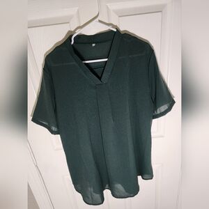 Shein Womens Sheer Green Collared Top 6X
